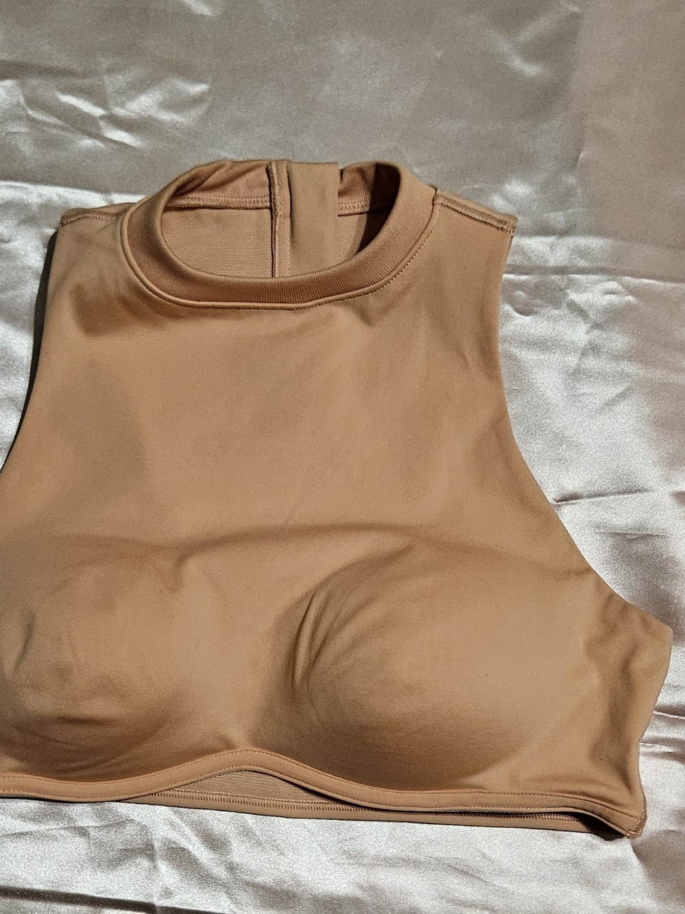 IVY PARK Sleeveless High Neck Crop Top in Peach Color